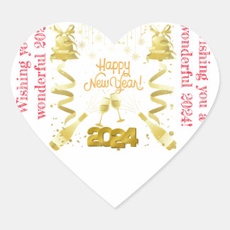 New year heart sticker