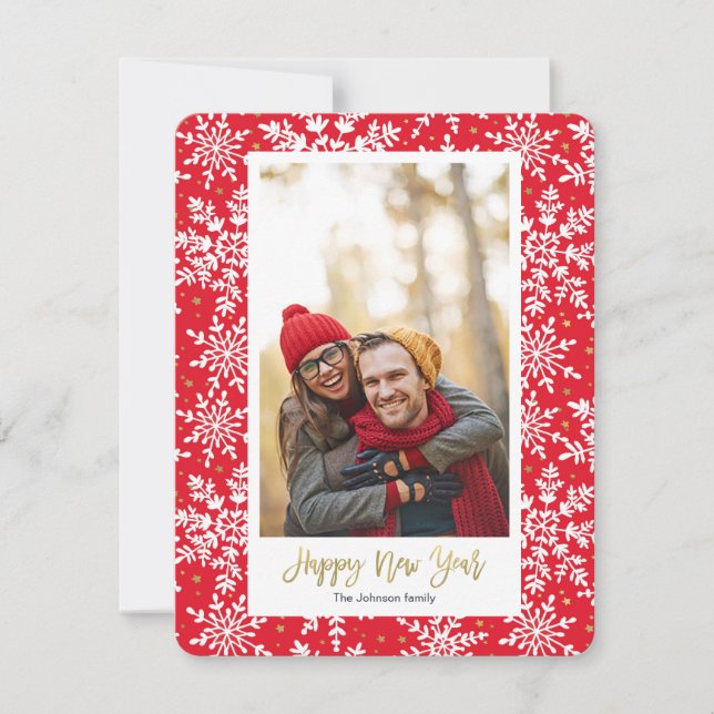 New Year Holiday | Snowflakes | Photo Card (Front)