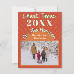 New Year Horizon Celebration Design Burnt Orange Holiday Card