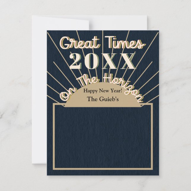 New Year Horizon Celebration Design Midnight Blue Holiday Card (Front)