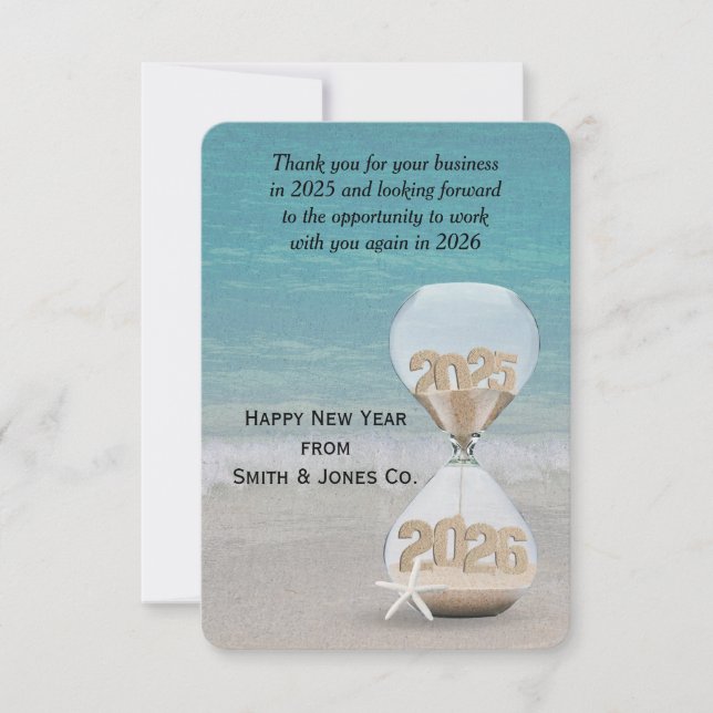 New Year Hourglass 2026 Thank You from Business Card (Front)