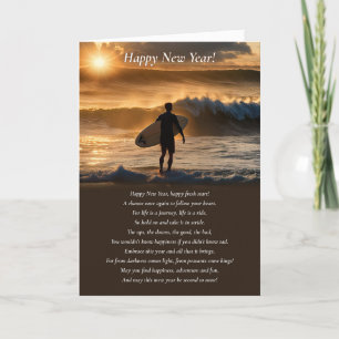 New Year Inspirational Thoughts with Surfer Poem Card