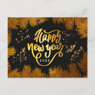 New Year Invitation Pine Gold Company Party Postca Postcard