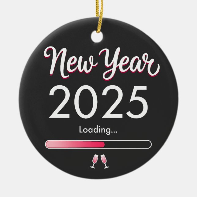 New Year Loading 2025 Happy New Year Xmas  Ceramic Tree Decoration (Front)