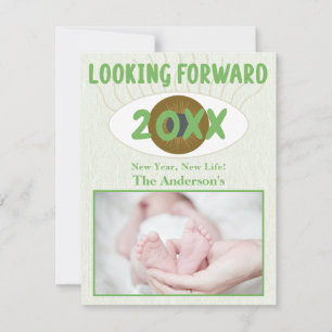 New Year Looking Forward Family Celebration Green Holiday Card