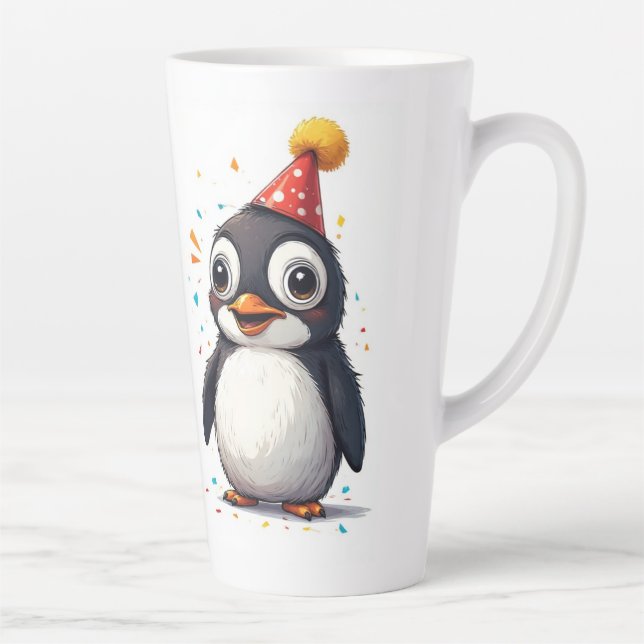 New year, love, birds, penguins latte mug (Right)