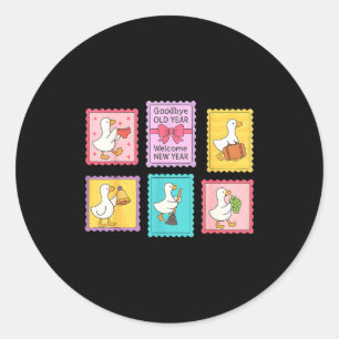 New Year Matching Welcome New Year Midnight Funny  Classic Round Sticker