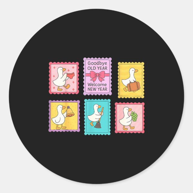 New Year Matching Welcome New Year Midnight Funny  Classic Round Sticker (Front)