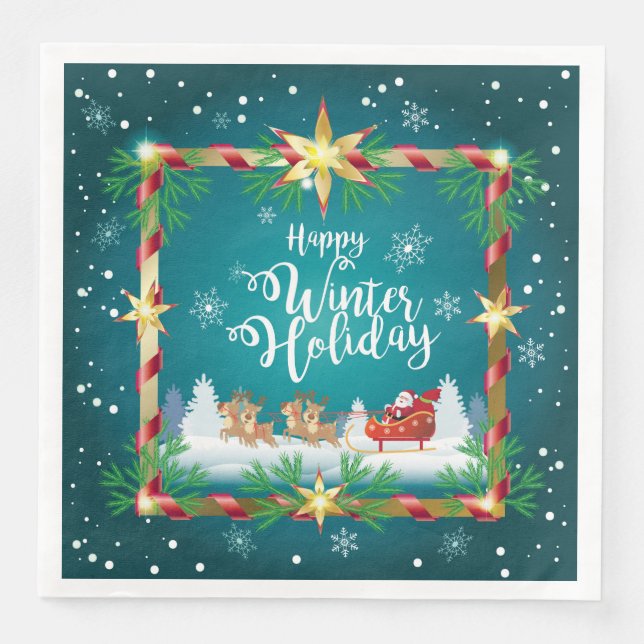 New Year & Merry Christmas Holiday Event Napkin (Front)