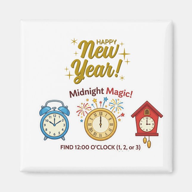 New Year Midnight Magic Time Telling Game Magnet (Front)