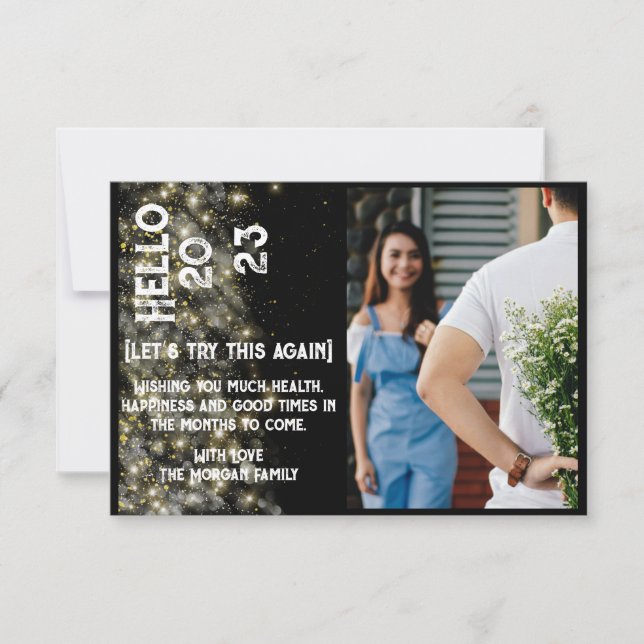 New Year Modern Custom Holiday Photo Thank card (Front)