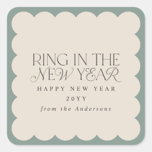 new year modern minimal favour square sticker