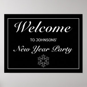 New Year Modern Minimalist Black Welcome Sign