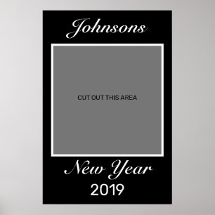 New Year Modern Minimalist Black White Photo Prop Poster