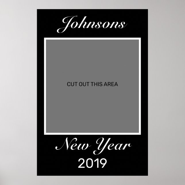 New Year Modern Minimalist Black White Photo Prop Poster (Front)