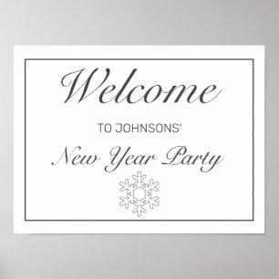 New Year Modern Minimalist White Welcome Sign