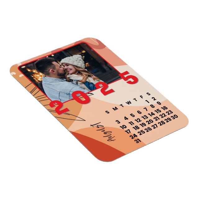 New Year Month August 2025 Calendar Family Photo Magnet (Right Side)