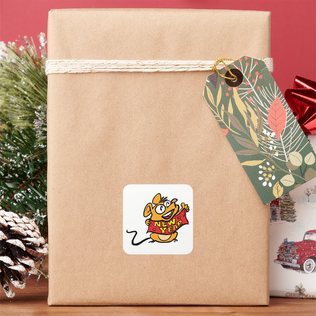 New Year Mouse Square Sticker (Creator Uploaded)