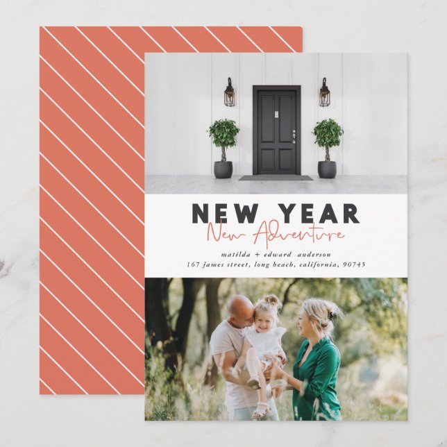 New year new adventure multi photo holiday card (Front/Back)