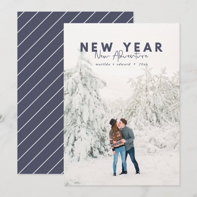 New year new adventure photo holiday card (Front/Back)