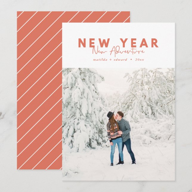 New year new adventure photo holiday card (Front/Back)