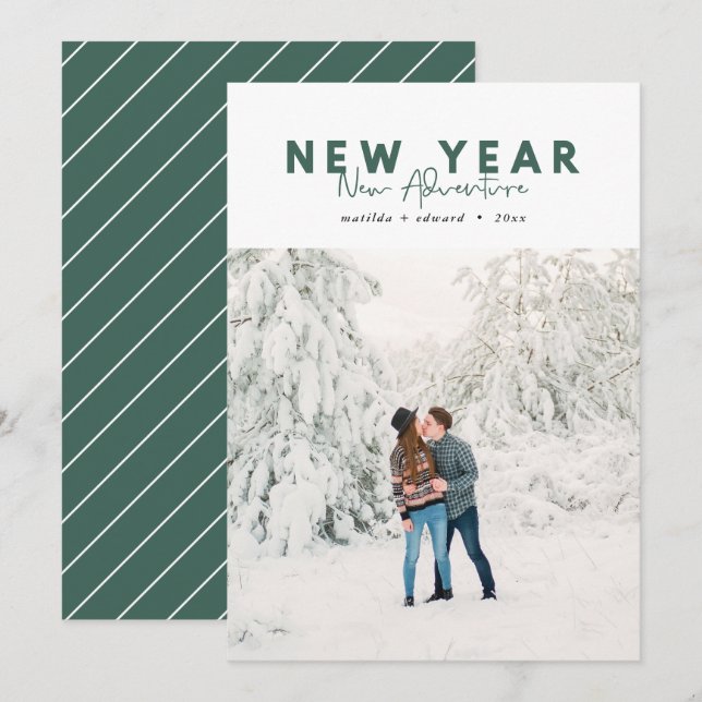 New year new adventure photo holiday card (Front/Back)