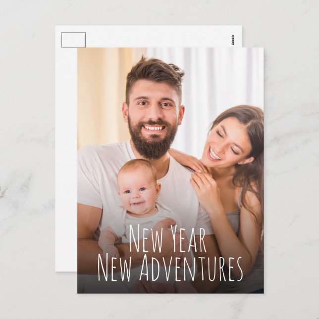 New Year New Adventures Baby Photo Birth Holiday Postcard (Front/Back)