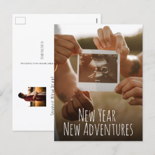 New Year New Adventures Photos Pregnancy Holiday Postcard