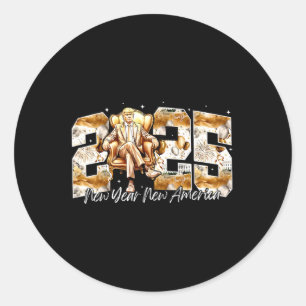 New Year New America Happy New Year Party 2025 Tru Classic Round Sticker