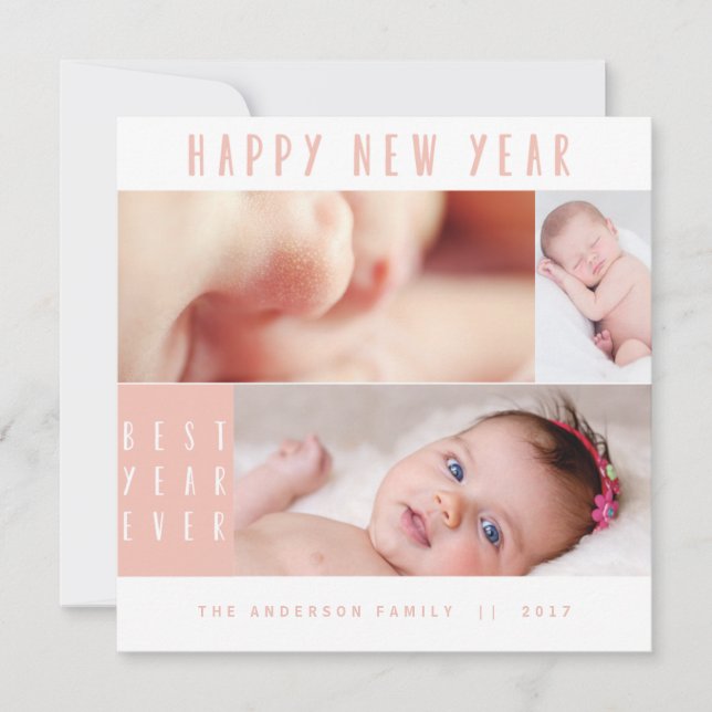NEW YEAR, NEW BABY-BLUSH HOLIDAY CARD (Front)
