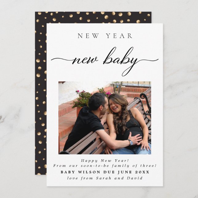 New Year New Baby Photo Pregnancy Announcement (Front/Back)