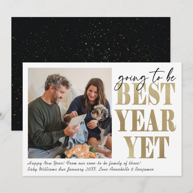 New Year New Baby Photo Pregnancy  Announcement (Front/Back)
