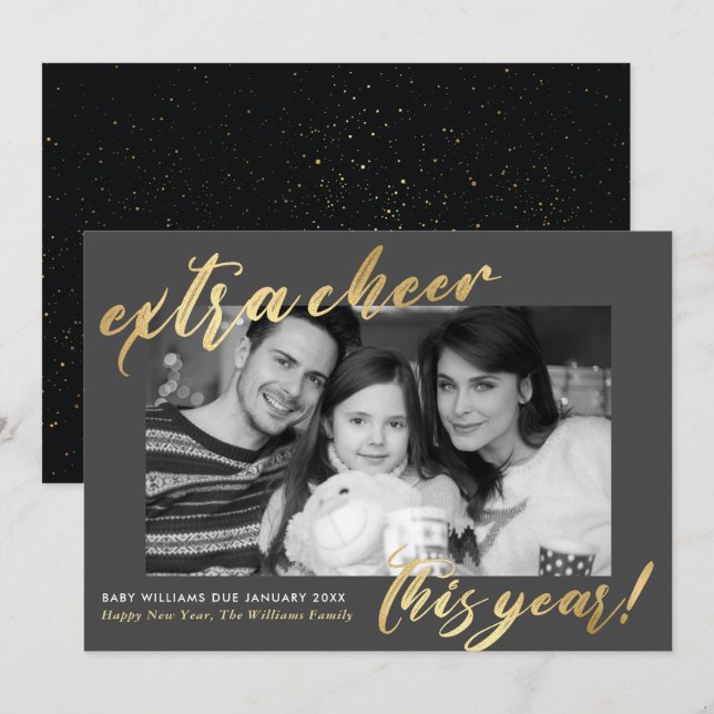 New Year New Baby Photo Pregnancy  Announcement (Front/Back)