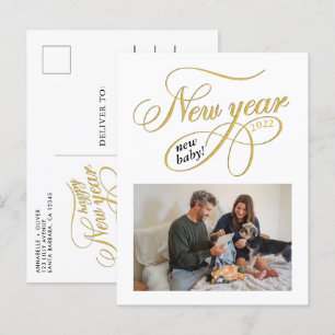 New Year New Baby Pregnancy Announcement Postcard