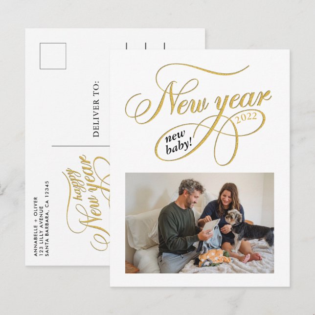 New Year New Baby Pregnancy  Announcement Postcard (Front/Back)