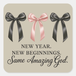 New Year New Beginnings Same Amazing God Religious Square Sticker