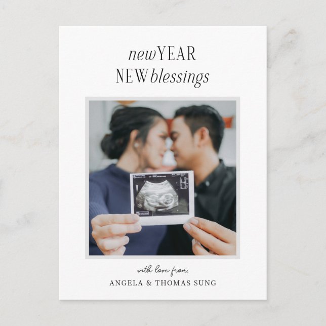New Year New Blessings Pregnancy Announcement (Front)