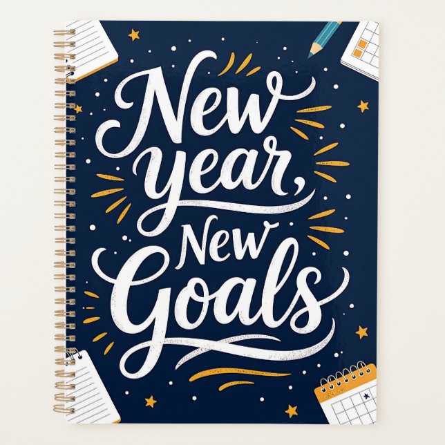 New Year, New Goals — Motivational Brush Lettering Planner (Front)