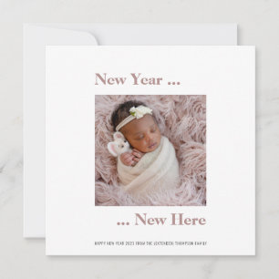 New Year New Here Photo 2024 Pink Birth Announce