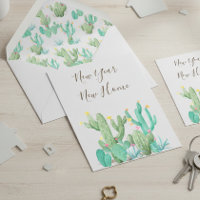 New Year New Home Announcement Cactus Desert Cacti