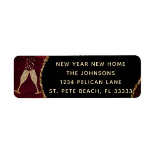 New Year New Home Burgundy Gold Return Address