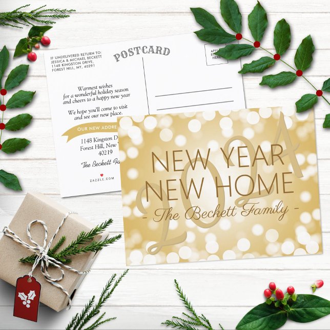New Year, New Home Holiday Moving Announcement Postcard (Creator Uploaded)