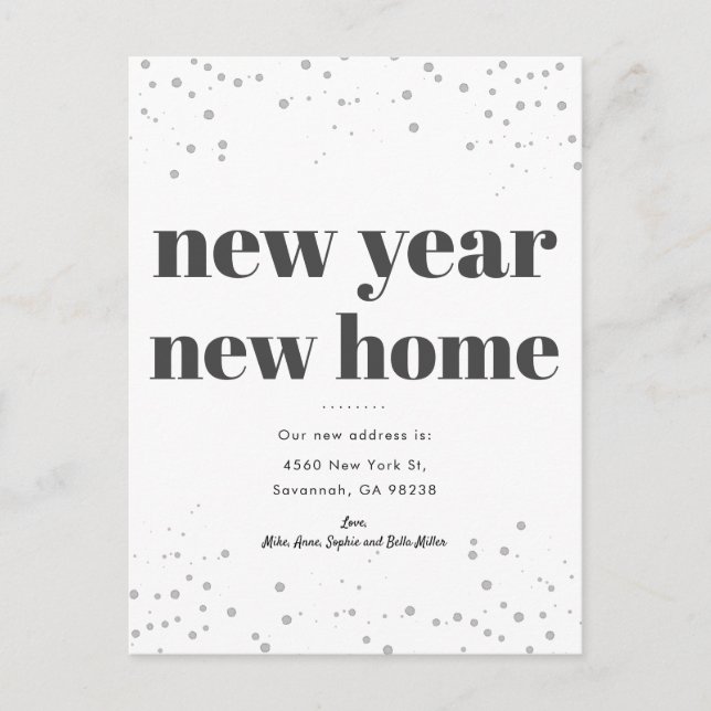 New Year New Home Modern Moving Announcement Postcard (Front)