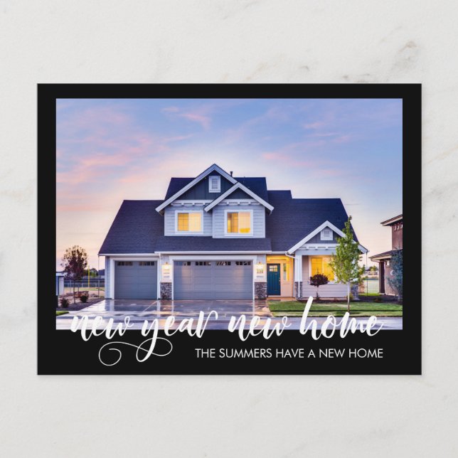 New Year New Home Moving Announcement Photo Script (Front)