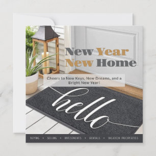 New Year New Home Real Estate Realtor Marketing Card