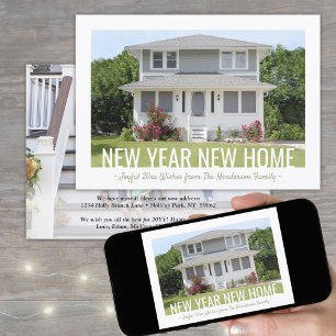 New Year New Home Simple 2 Photo Holiday Moving Announcement