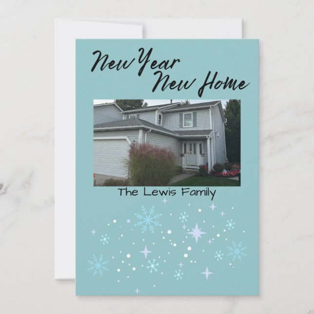 New Year New Home Snowflake Christmas Card (Front)