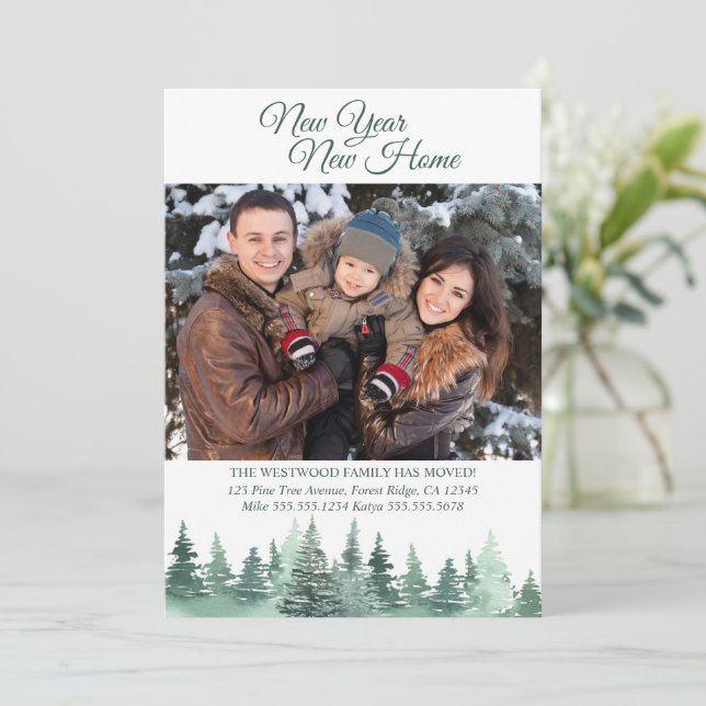 New Year New Home Winter Forest Moving Announcement (Standing Front)