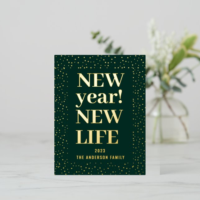 New Year New Life Foil Holiday Postcard (Standing Front)