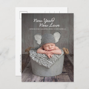 New Year New Love Holiday Birth Baby Photo Announcement Postcard